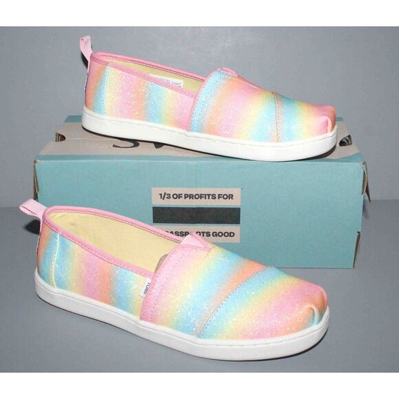 TOMS Alpargata Candy Pink Gradient Glitter Slip-On Shoes Youth Size 4 Womens 5.5 - Picture 1 of 8